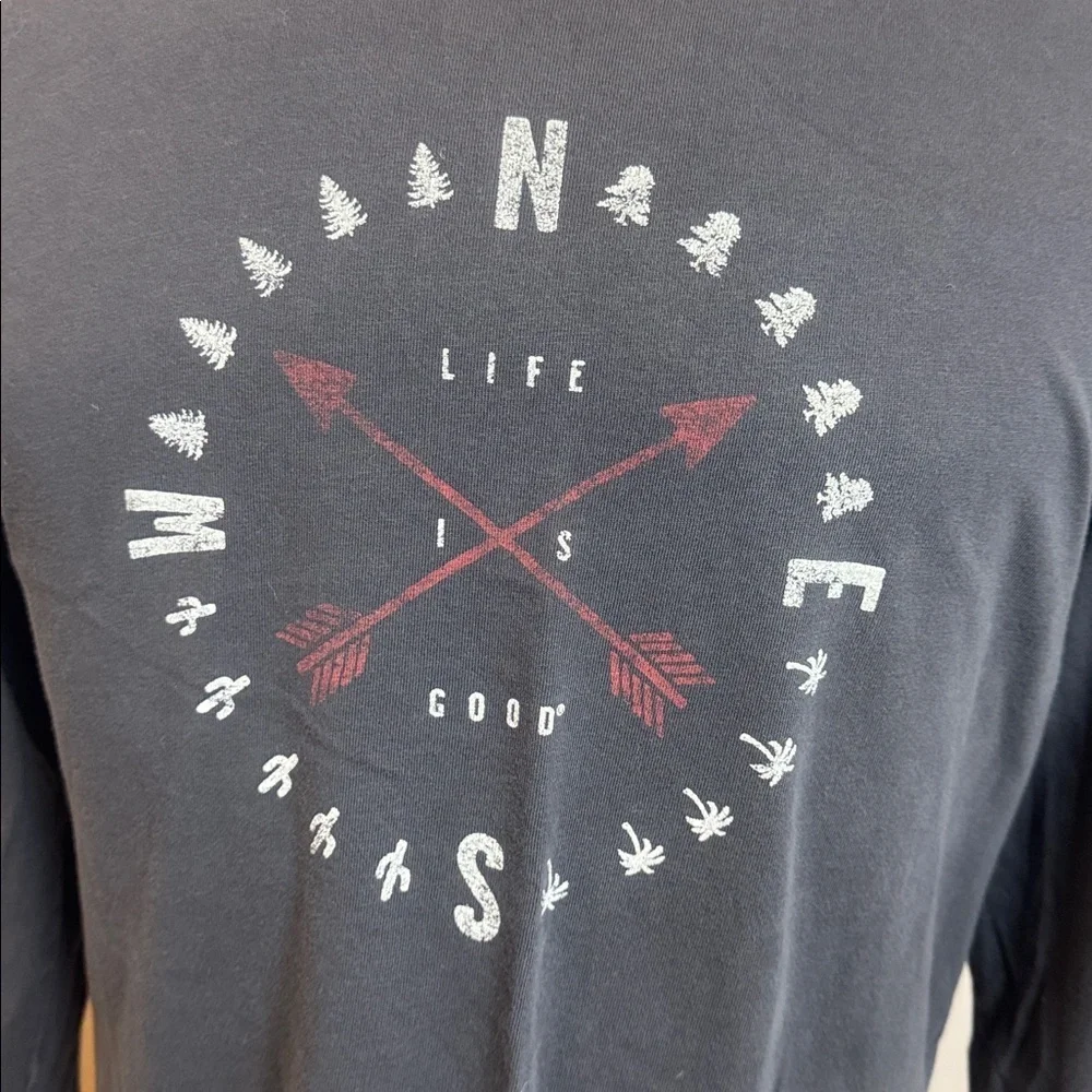 Life Is Good Long Sleeve Graphic Tee | Compass Arrows Design | Size M - Picture 2 of 4